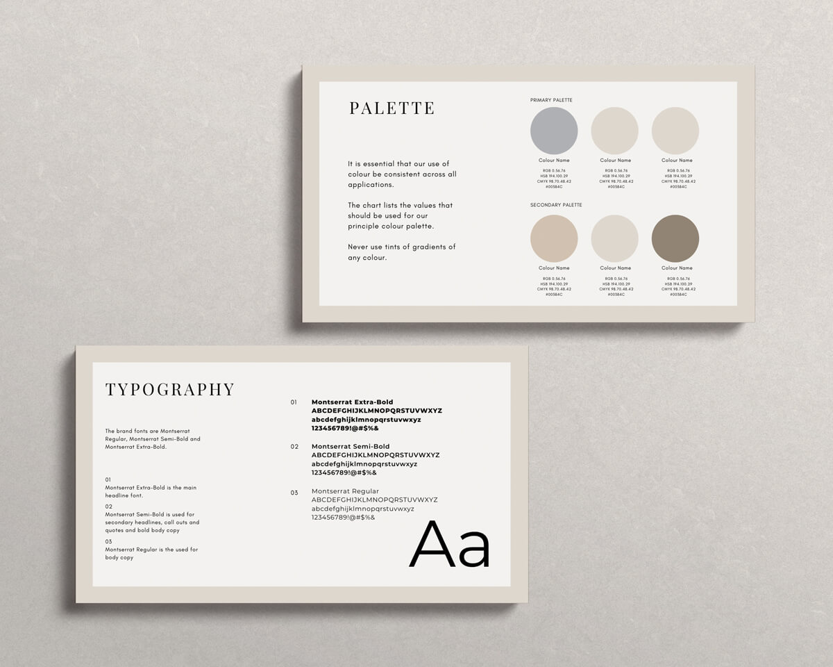 Branding style guide templates, colour palettes and typography for your brand style guide